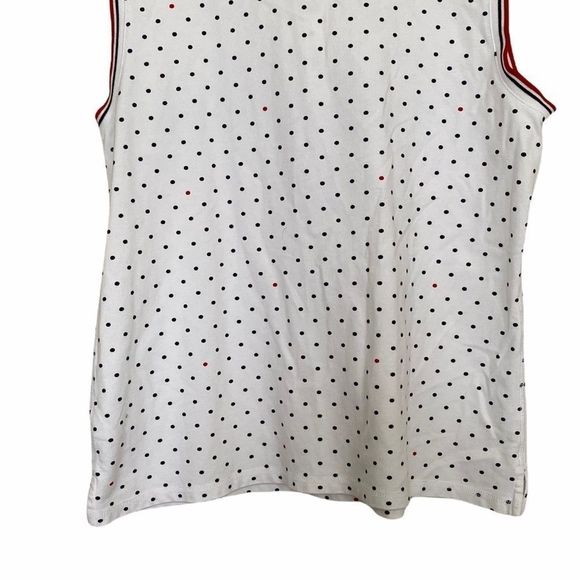 T By Talbots Sz L Sleeveless Polka Dot Polo Top - Picture 3 of 8